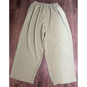 Light Green Wide Leg Cropped Pants Elastic Waist Casual Boho Size 4XL